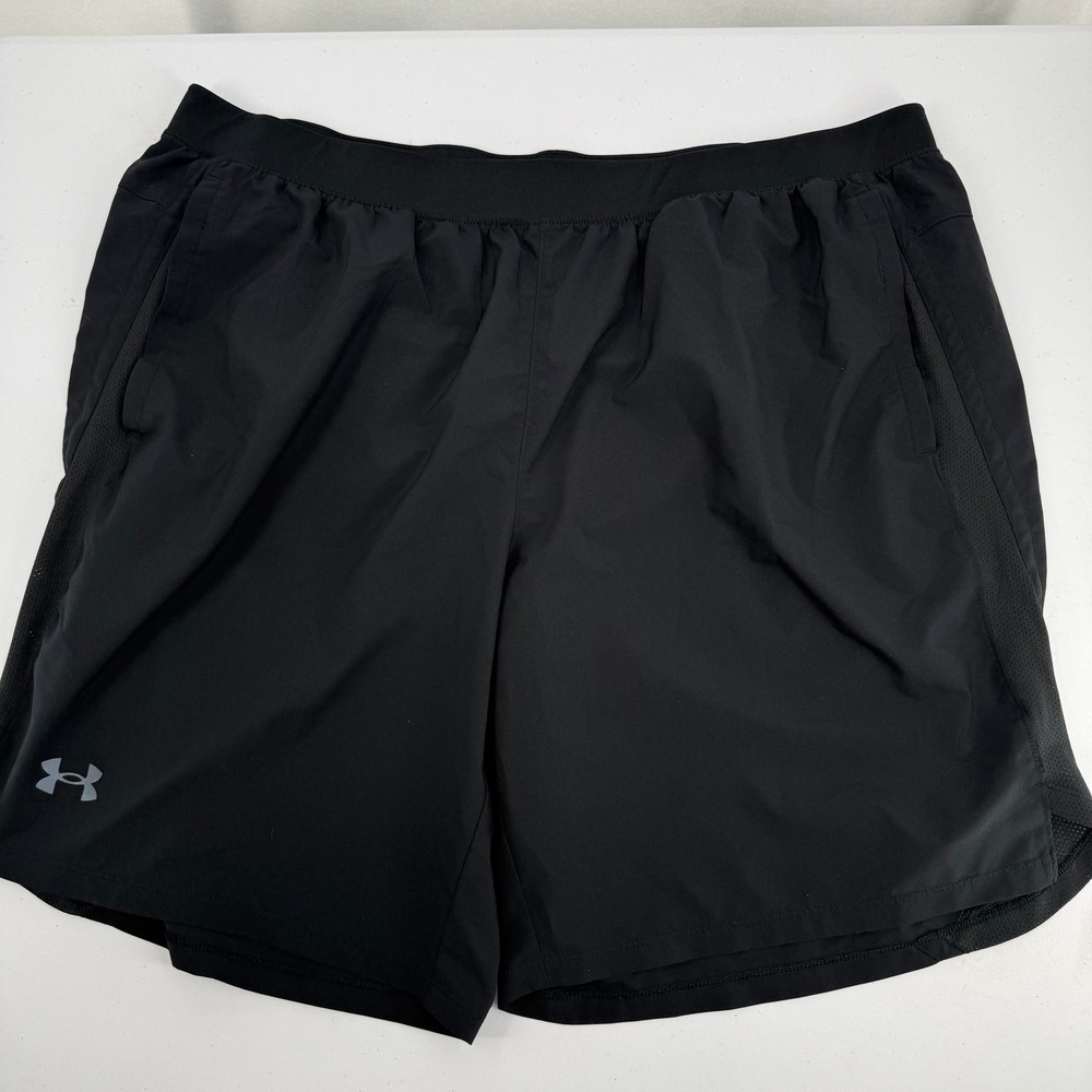 Under Armour Mens Launch Run Shorts 3XL 9 Inch Black 1361494-001 Brief Lined